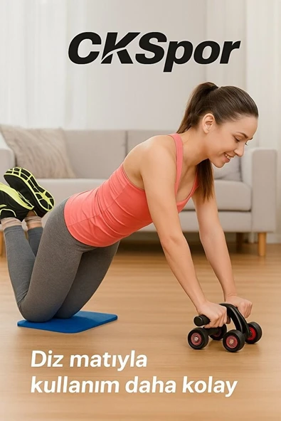 4 Tekerlekli Mekik Aleti – Karın Kası Çalıştırma & Evde Spor Ekipmanı - 4