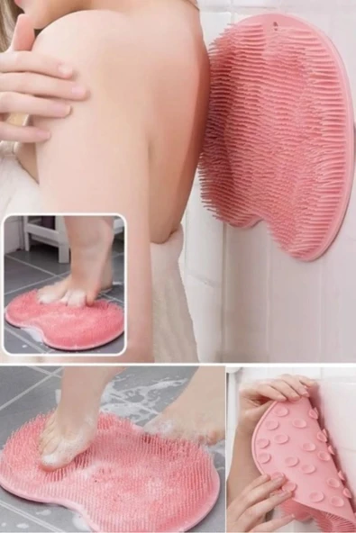 Vantuzlu Silikon Banyo Fırçası Ayak Masaj Pedi Sırt Kesesi Vücut Yıkama Lif ürün görseli 1