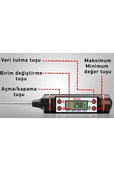 Tp-101 Sıvı Çubuk Termometre Gıda Yiyecek Içecek Sıcaklık Ölçer - Resim 5