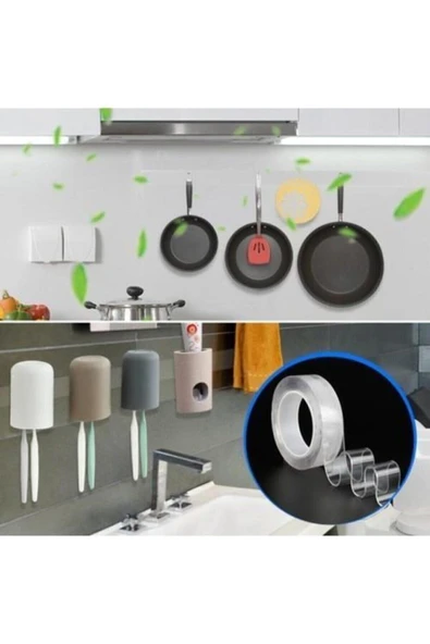 Teknoloji 1 Metre 30 Mm Eni Çift Taraflı Nano Teknolojili Süper Güçlü Bant Extra Güçlü - Resim 3