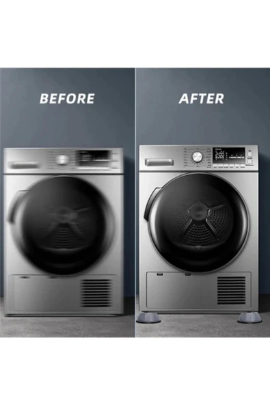 Şık Gri Titreşim Önleyici Kauçuk Pedler - Çamaşır Makinesi İçin 4'lü Set Kaymaz Ayaklık Sert - 3