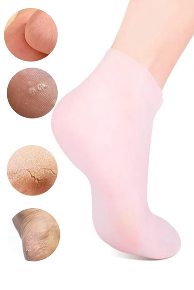 Silikon Topuk Çorabı 2 Çift Çatlak Önleyici Topuk Koruyucu Patik Jel Ayak Nemlendirici Topuk Çorabı