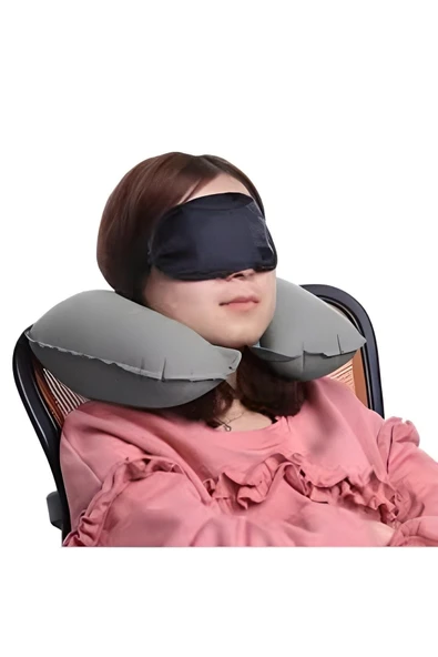 Şişme Boyun Seyahat Yolcu Yastığı Yastık Otobüs Uçak Yolculuk Kırlenti Yastığ ürün görseli 1