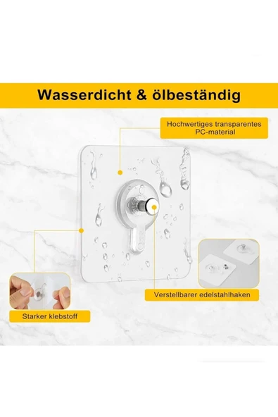 Süper Güçlü 10 Adet Çerçeve Askısı Pin Delgisiz Vidalı Tırnak Kanca Yapışkanlı Raf Tutucu Askı - Resim 4