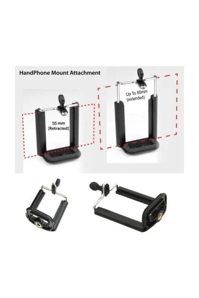 Tripod Bağlantılı Selfie Çubuğu Telefon Tutucu Bağlantılı Aparat 1 Adet - Resim 4