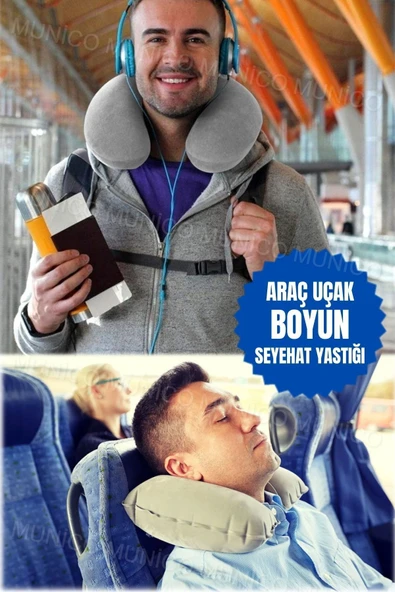 Yumuşak Şişme Seyahat Yastığı U Şekilli Baş ve Boyun Desteği Taşınabilir Ortopedik Boyun Yastığı ürün görseli 1