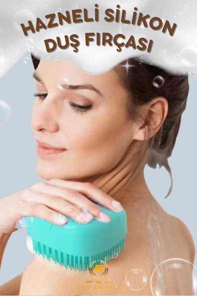 Şampuan Hazneli Silikon Peeling Duş Fırçası Yeşil - 1