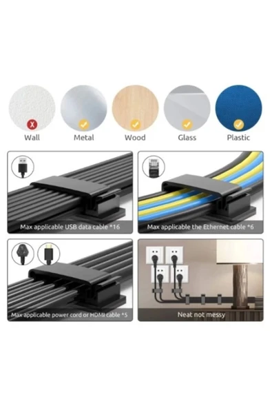 Yapışkanlı Kablo Düzenleyici 4lü Set - Resim 3