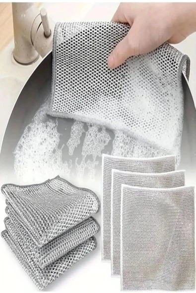 ŞirinShop Telli Bulaşık Bezi Ovma Teli ve Çok Amaçlı Multi İnce Temizlik Fırçası 4 ADET 1 ürün görseli 1