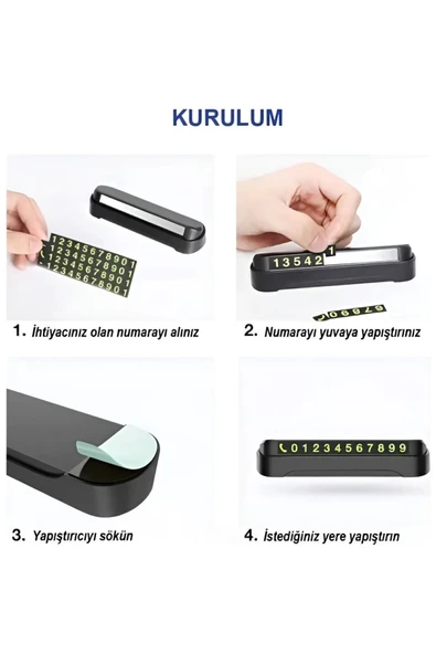 Tüm Araçlara Uyumlu Araç Park Telefon Numaratörü Açılır Kapanabilir Fosforlu Parkmatik - Resim 3