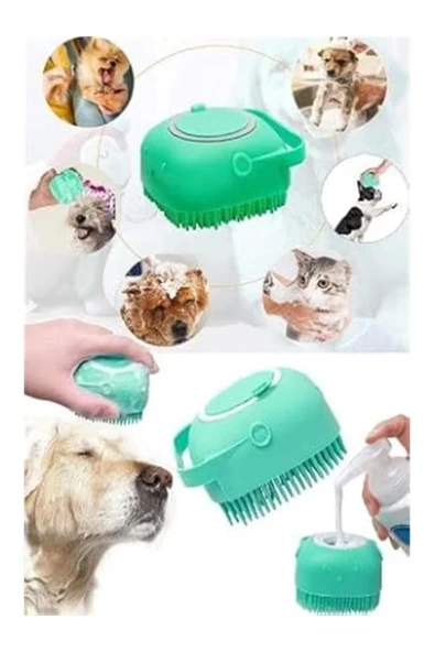 Şampuan Hazneli Kedi Ve Köpek Evcil Hayvan Yıkama Fırçası Silikon ürün görseli 1