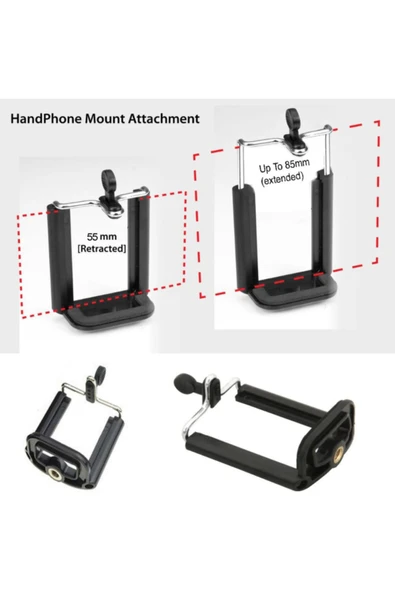 Tripod Bağlantılı Cep Telefon Tutucu Ayarlanabilir Aparat - Resim 3