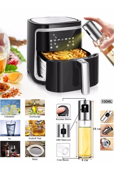 Zeytinyağı/sirke/yağ Püskürtücü Cam Sprey Yağdanlık 100ml - Airfryer Pişirme Öncesi Sprey Yağlık - 2