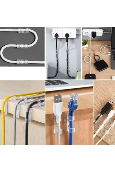 Şeffaf Renk Kablo Sabitleyici Klipsler 20 Adet Kablo Düzenleyici Duvar Fayans Cam Kablo Tutucu - Resim 4