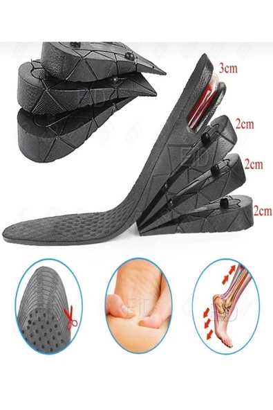 Unisex Hava Yastıklı 5cm Gizli Boy Uzatıcı Tabanlık Ortopedik Ayakkabı Tabanlığı Topuk Yükseltici - Resim 4