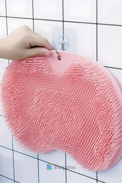 Vantuzlu Silikon Banyo Masaj Matı Sırt Kesesi Vücut Yıkama Lifi - Resim 3