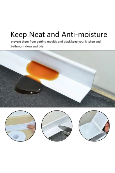 Su Sızdırmaz Geçirmez Beyaz Bant Lavabo Küvet Kenar Mutfak Banyo - Resim 2