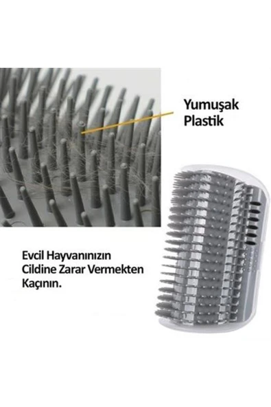 Yeni Estevia Xdn Pratik Kedi Tüyü Kaşıma Ve Tarama Aparatı Duvara Monte Kaşıma Aleti Company - Resim 3