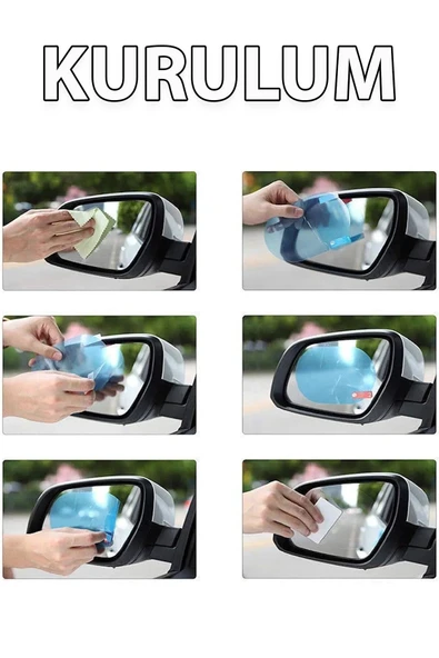 Yağmur Suyu Kaydırıcı 2li Oto Cam Film Araç Yan Dikiz Aynası Buğu Önleyici 2 Adet Araba Su Tutmaz - Resim 2