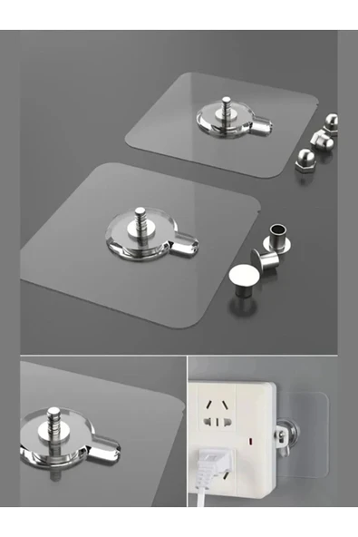 Süper Güçlü Çerçeve Askısı Pin Delgisiz Vidalı Tırnak Kanca Yapışkanlı Raf Tutucu Askı ürün görseli