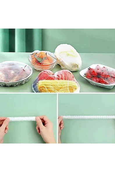 TknszrShop Home 100 Adet Tencere, Tabak Bonesi, Tek Kullanımlık Dayanıklı Lastikli Poşet, Tabak ürün görseli 1