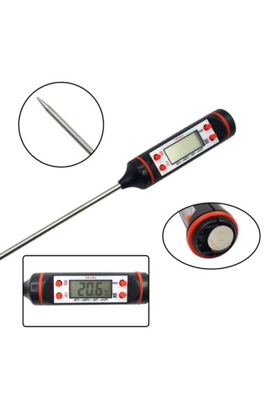 Siyah Dijital Lcd Gıda Yemek Termometresi Batırmalı Mutfak Termometresi - Resim 4