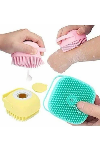 Şampuan Hazneli Silikon Peeling Duş Fırçası Banyo Duş Kesesi Sabun Jel Hazneli Masaj Fırçası 2 ADET - 1