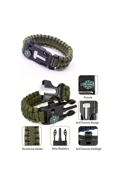 Survival Kamp Bileklik Düdük Çok Amaçlı ürün görseli
