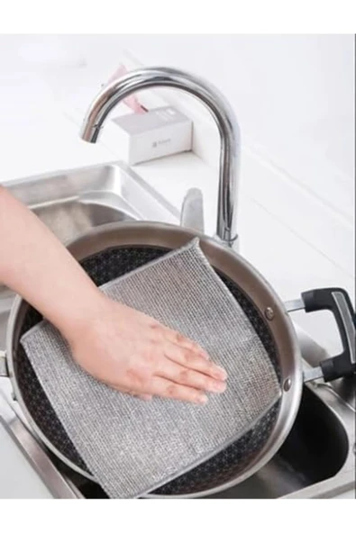 ŞirinShop Çok Fonksiyonlu Çizilmez Çelik Tel Bulaşık Bezi, Dayanıklı Bulaşık Havlusu (2 Ad - Resim 3