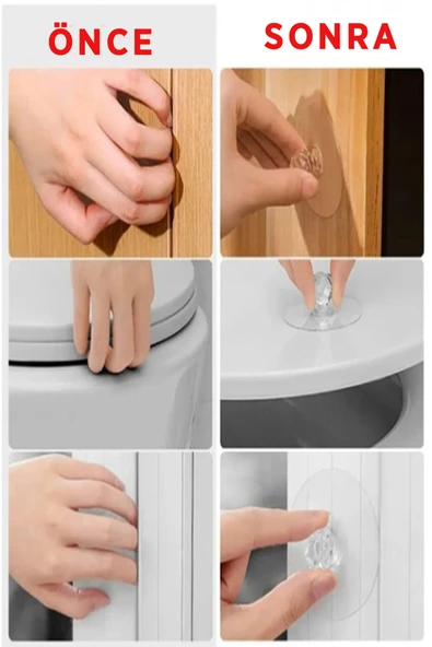 Yapışkanlı Kulp, Dolap Çekmece Çöp Kutusu Kapak Kulbu - Çok fonksiyonlu Kulp 4 Adet - 2