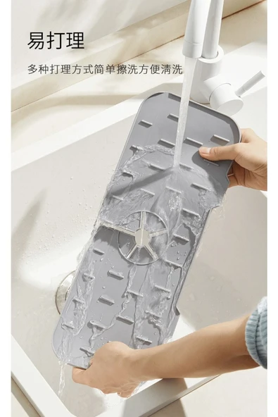 Su Tutucu Musluk Matı -mutfak Ve Banyo Için Koruyucu Lavabo, Musluk Ve Batarya Matı Gri - Resim 6