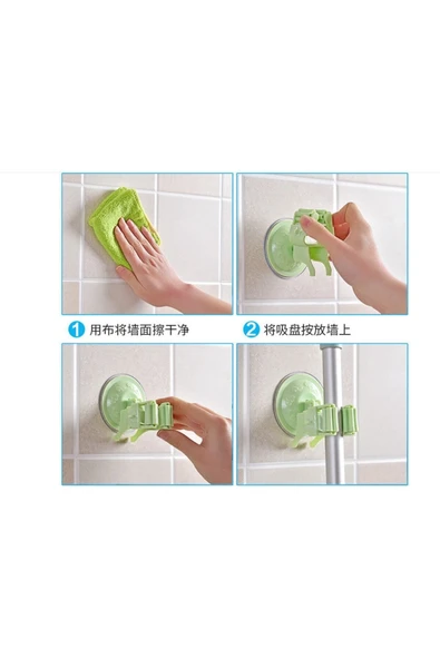 Vantuzlu Fırça Ve Mop Tutucu Askı 2 Adet - Resim 3