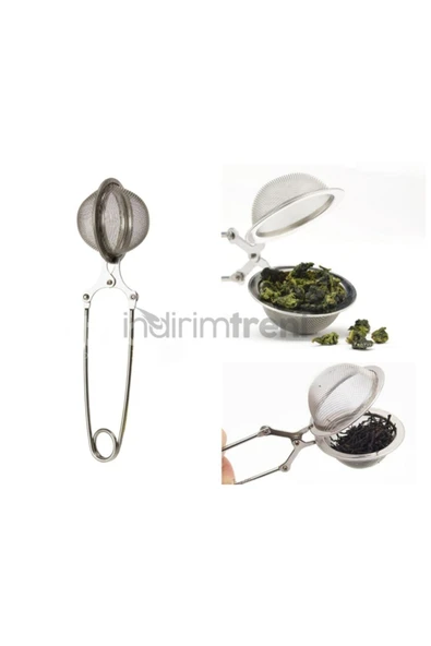 SVRM PASLANMAZ Sert Çelik Maşalı Bitki Çayı Demleme Süzgeci - Resim 2