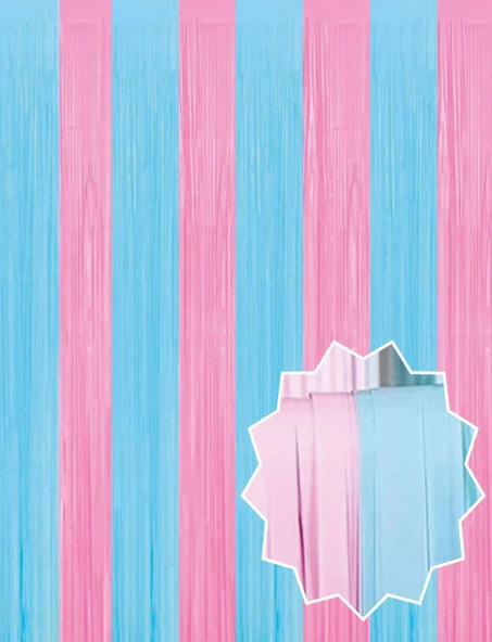 Cinsiyet Partisi Dekoratif Pembe Mavi Renk Arka Fon Süs 100x200 cm