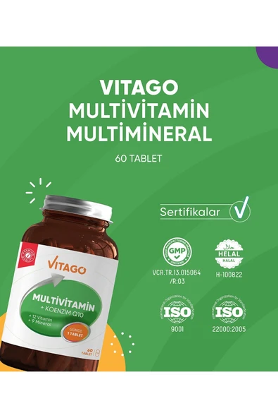 VİTAGO Multivitamin Koenzim Q-10 Tablet Takviye Edici Gıda - Resim 4