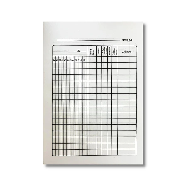 Altınyıldız A7 Küçük Boy Puantaj Defteri (PD-224) 1 Adet - Resim 4