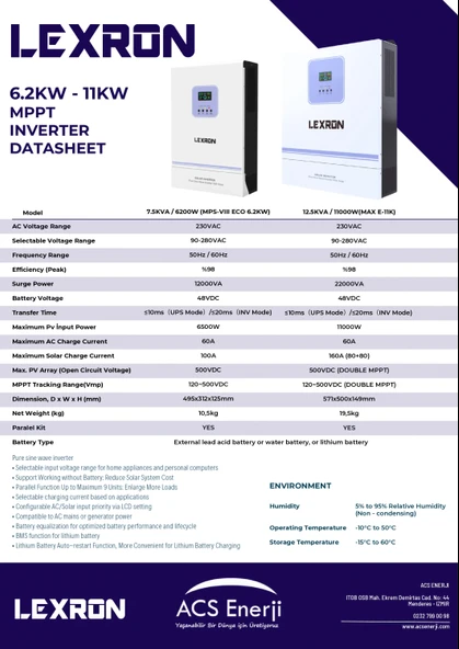 Lexron 6.2KW HV MPPT Akıllı İnverter 48V - Resim 4