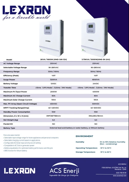 Lexron 3KW HV MPPT Akıllı İnverter 24V - Resim 4