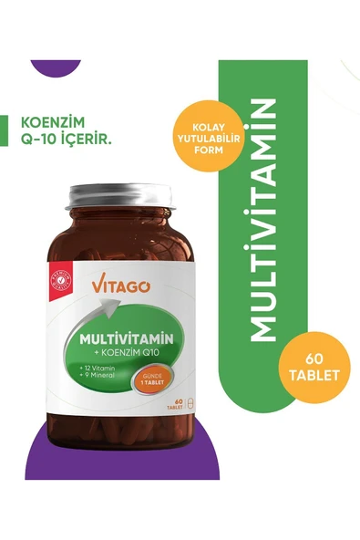 VİTAGO Multivitamin Koenzim Q-10 Tablet Takviye Edici Gıda ürün görseli