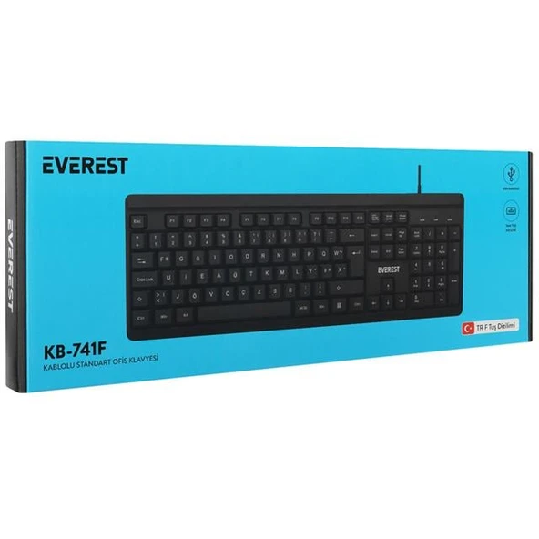 Everest KB-741F Siyah/Gri 2 Mt. Bakır Kablolu Multimedia Usb Türkçe F Klavye - 5