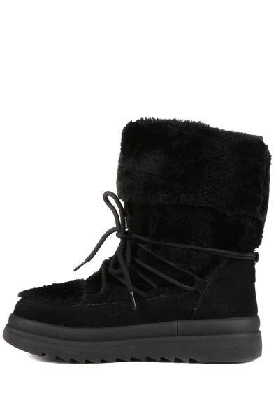 Stato Hakiki Süet Deri Kadın Bot Siyah - Resim 4