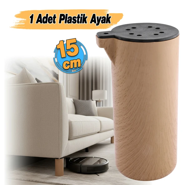 Plastik Terra Kubik Kayın Beji 15 cm Mobilya Kanepe Koltuk Yatak Baza Yükseltme Ayağı Ayakları - Resim 2