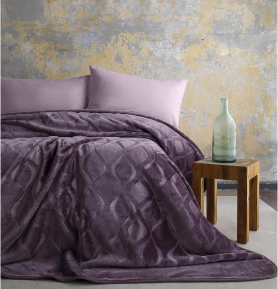 AP Embos Çift Kişilik Mürdüm Mercy Battaniye ürün görseli