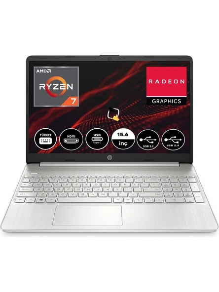HP 15S-EQ2000NT 4H0J2EAS5 R7-5700U 16 GB 512 GB SSD 15.6" Free Dos FHD Dizüstü Bilgisayar ürün görseli 1