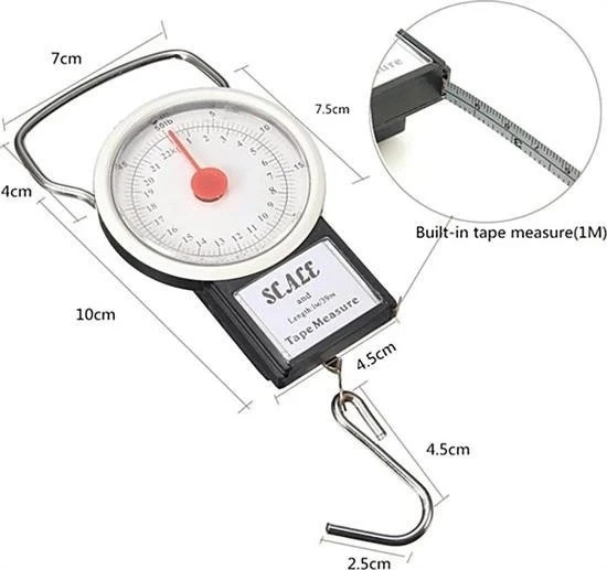 22 Kg/50lb Kancalı Tartı Aleti 1 Metre Mezuralı Askılı Balıkçı Terazisi - Resim 2