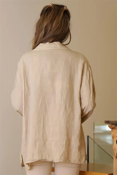 UZUN KOLLU CEPLİ KADIN BLUZ  13869-2Y5 - Resim 3