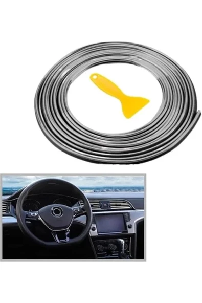 Araba Dekorasyon Şeridi, Araç İçi 5 Metre Trim Şeridi (Gümüş) ürün görseli 1