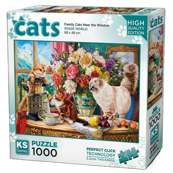 KS Games Family Cats Near The Window Puzzle 1000 Parça 20794 ürün görseli 1