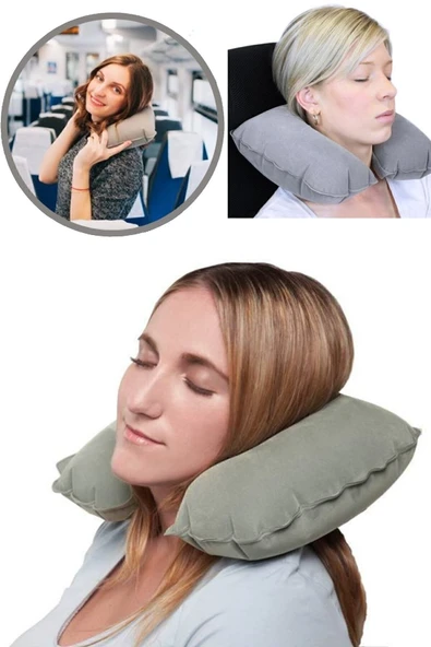 Araba Yastığı Şişme Seyahat Yastığı Oto Yastığı Boyun Yastığı Seyehat Tipi Yastık Tatil Yastığı - Resim 2