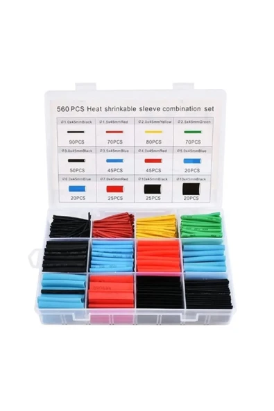 Buffer® 560 Parça Isıyla Daralan Makaron Kablo Koruyucu Kılıf Makaron Kablo Yalıtım Makaron Seti - Resim 2